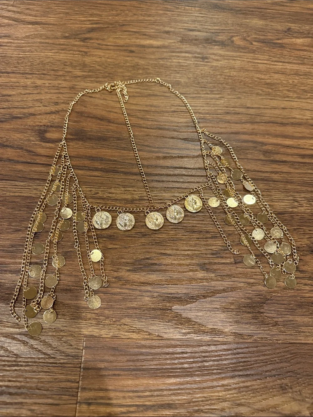 Gold Coin Fringe Headpiece - Egyptian Festival Hair Accessory